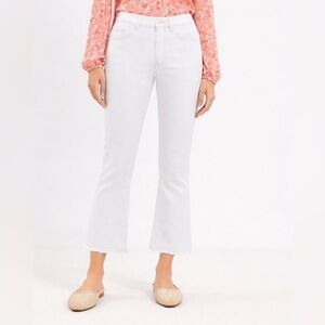 LOFT Curvy High Rise Kick Crop Jeans White Raw Hem Size 28/6